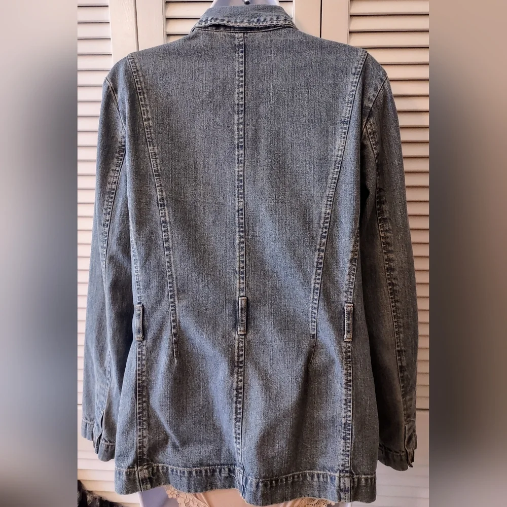 French Cuff Vintage Button Front Denim Jeans Jacket size Medium - Picture 5 of 13
